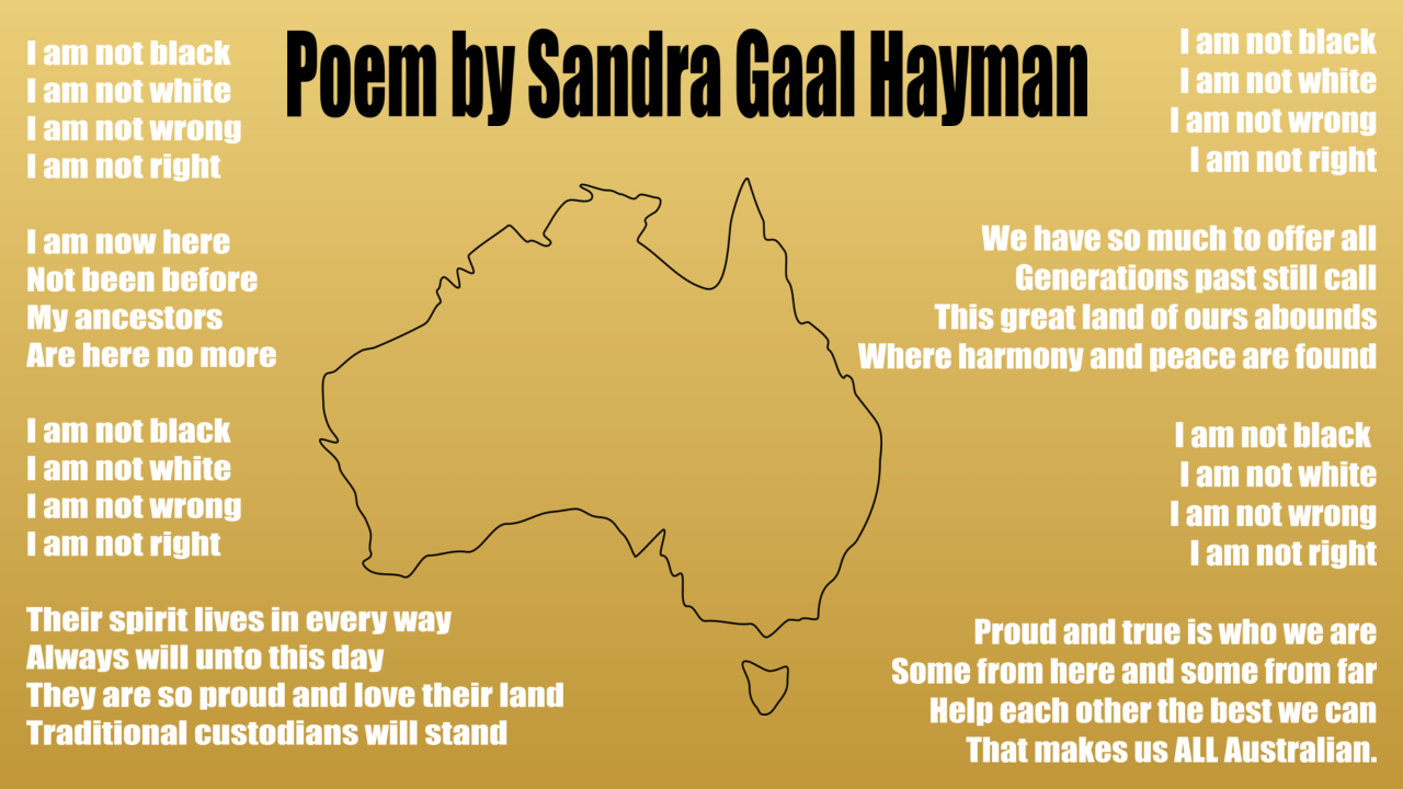 Australia Day Poem by Sandra Gaal Hayman  Avoid the Poverty Trap